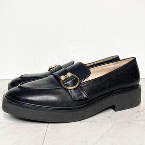 Stuart Weitzman Brenna Black Leather Loafer 8 1/2 B